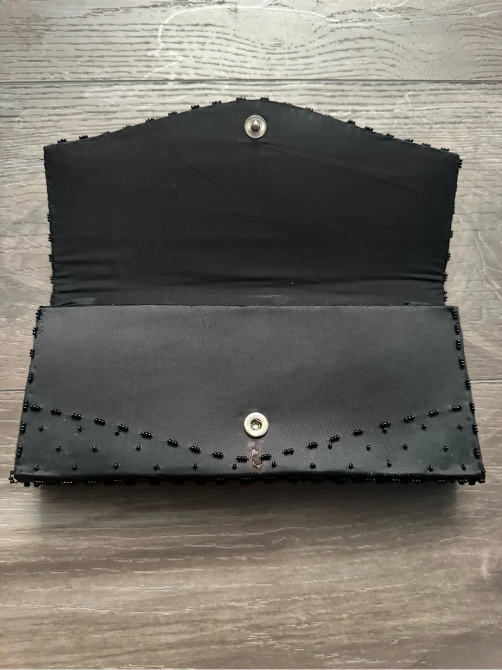 Black Beaded Floral Evening Clutch